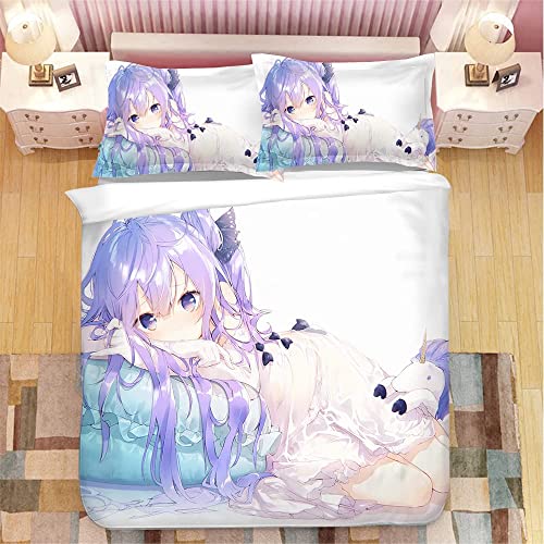 Azur Lane-Unicorn- Dünnes Nachthemd Anime Bettwäsche-Sets Cartoon 3D-gedrucktes Polyestergewebe 1 Bettbezug + 2 Kissenbezüge (keine Bettdecke) von YuZong