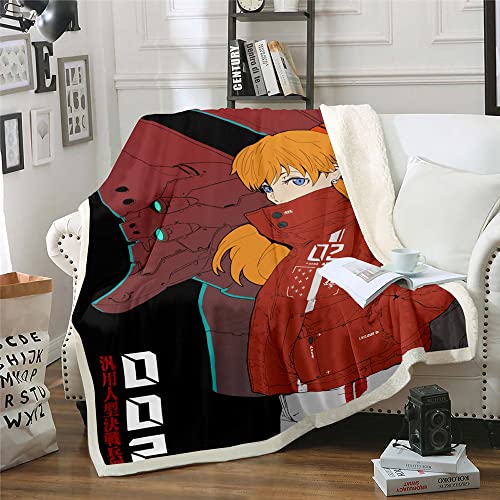 NEON GENESIS EVANGELION/EVA Asuka Langley Soryu Anime 3D gedruckte weiche leichte Reise flauschige Flanell Nickerchen Decke Idee Geschenk Plüsch Haus Dekorationen von YuZong