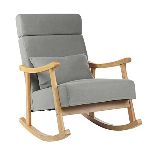 YuanSpring Stuhl Moderner Design-Schaukelstuhl für Wohnzimmer, Holz- und Stoffpolsterung, Wohnmöbel, Luxus-Liegestuhl für Erwachsene von YuanSpring