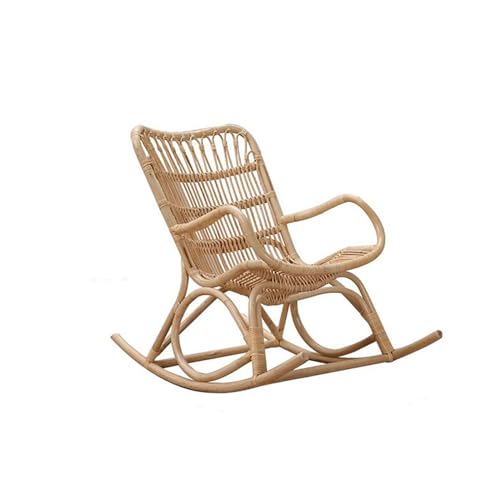 YuanSpring Stuhl Rattan-Möbelset, Couchtisch mit Schaukelstuhlfuß, Terrassenstuhl im Freien, Lazy Chair, Freizeitstuhl für zu Hause(B) von YuanSpring