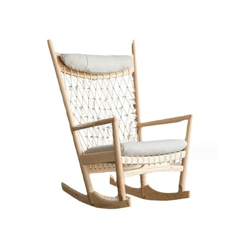 YuanSpring Stuhl Rattan-Schaukelstuhl, japanischer Stil, Heim- und Freizeitstuhl, geeignet für den Außenbereich, hohe Rückenlehne und strapazierfähig, tragbar von YuanSpring