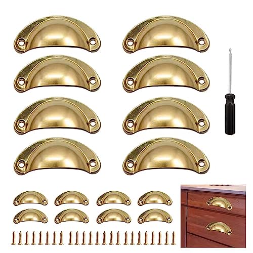 12 Stück Shell Griffe Möbel Muschelgriffe Vintage Schublade Muschelgriff Gold Schublade Schrankgriffe mit Schrauben Schubladengriffe Vintage-Griffe Möbelknöpfe für Möbel, Küchenschrank von Yuechenggui