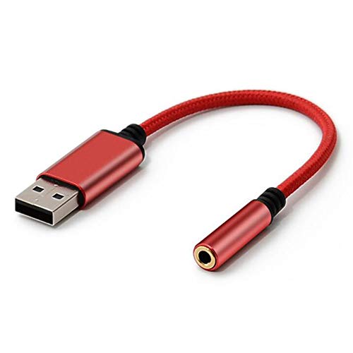 Yuemsh USB-Audio-Adapter ein 3,5-mm-Kopfhöreranschluss, externe Stereo-Soundkarte für PC, Laptop, für etc. (0,6 Fuß, rot) von Yuemsh