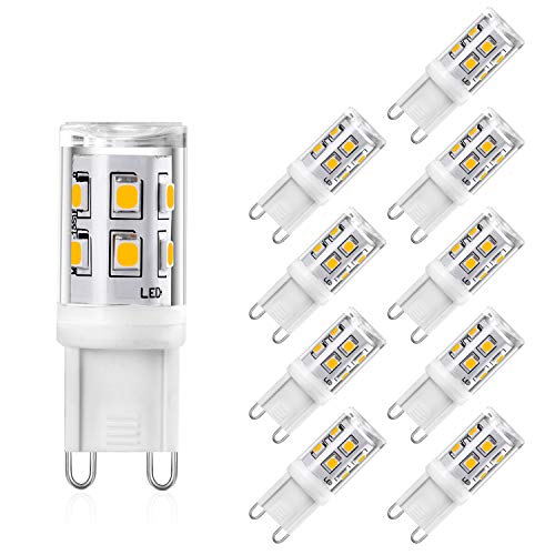 YUIIP G9 LED Lampen 2W Warmweiß 3000K LED Glühlampe Ersatz für 20W 25W Halogen Lampe, G9 Sockel LED Birnen, AC220-240V, 360° Abstrahlwinkel Birne, Nicht Dimmbar, CRI> 83,10er Pack von YUIIP