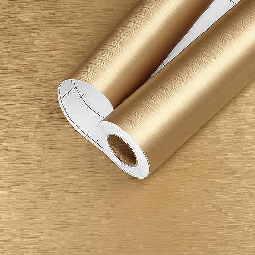 Yullpaper Tapete Gold Möbelfolie Küchenfolie Selbstklebend Abwaschbare Folie Arbeitsplatte Küche Klebefolie Gold für Möbel Küchenschränke Metal Tapete Badezimmer Wasserfest Dekofolie 40cm X 300cm von Yullpaper