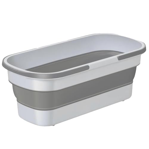 Faltbarer Eimer Mit Grif, Großer Flachmop Putzeimer, Flacher Wischmopp Eimer,Zusammenklappbarer Silikon-Wassereimer, Multi-Purpose Rectangular Cleaning Bucket, Wash Bucket for Cleaning Mop von Yulokdwi