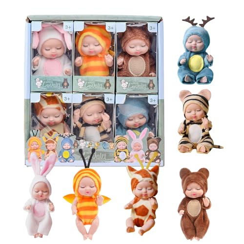 Yulokdwi Reborn Puppen,6pcs Reborn Puppen, Puppe, Reborn-Babypuppen, Waschbares Material, Puppenspielzeug Für Mädchen Und Kleinkinder, Miniatur-Puppenspielzeug Im Tierdesign von Yulokdwi