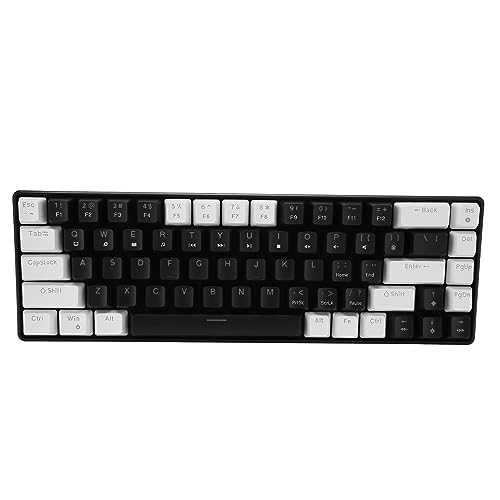 Yunseity Gaming-Tastatur, Starke Kompatibilität, 68 Tasten, Mechanische Gaming-Tastatur, Zweifarbige Tastenabdeckung, Ergonomisch, für Zuhause, für, für Internet-Bar (weiß schwarz) von Yunseity