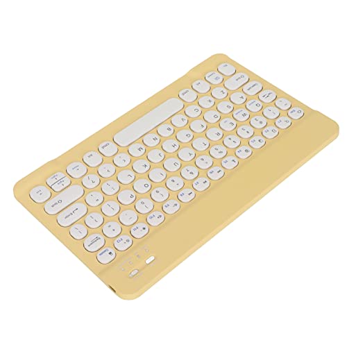 Yunseity Kabellose -Tastatur, Schlanke und Kompakte Kabellose -Tastatur für Mobiltelefone, Tablets, Laptops, Kompatibel mit IOS für für, Eingebauter 150-mAh-Akku (Gelb) von Yunseity