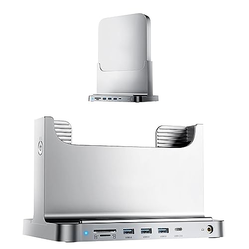Yunseity Vertikaler Desktop-Ständer, 8-in-1-stabiler Laptop-Ständer, Dockingstation, Computerhalter, Desktop-Ständer für OS X PC 2018 oder Höher (Silber) von Yunseity