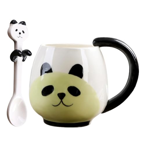 Yuragim Panda Tasse Süße, Panda Tassen Becher mit Löffel 400ml Panda Mug Panda Geschenk Cute Kaffee Tee Becher Geschenke Panda Cup Geburtstag für Kinder Jungen Mädchen Frauen Freundin von Yuragim