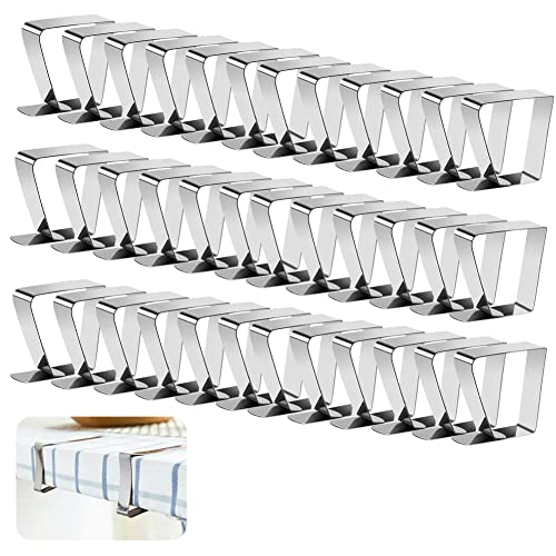 Yuragim Tischdeckenklammern Edelstahl, 30 Stück Tischtuchklammern Tischdeckenklammer Tischdeckenhalter Draußen Tischklammern Tischtuch Klammer Tischdecke Clips Klein Clips für Dicke Tische Gartentisch von Yuragim
