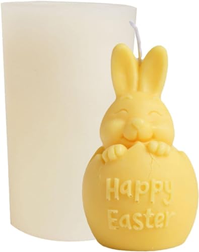 Kaninchen Silikonform 3D Osterhase Kerzenformen, Kaninchen Kuchenform Fondant Form Rabbit Resin Molds für DIY Seife, Kerzen, Ostergeschenke (1PC) von YuuFcy