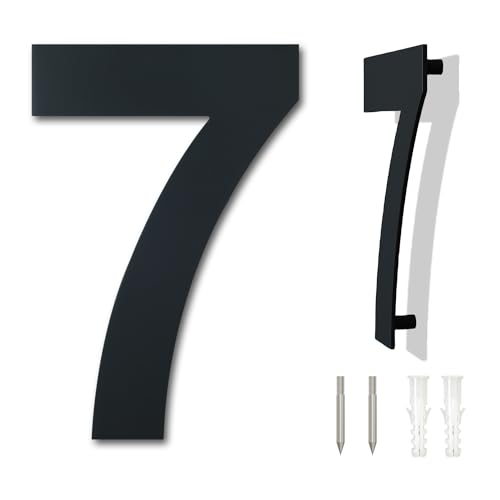 Edelstahl metall Hausnummer - Höhe 125mm - Schrift Arial - moderner schwarze (Nummer 7) von Ywonoby