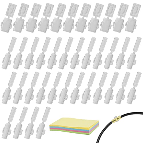 ZACUDA 40 Stück Kabeletiketten Isolierte Flammhemmende Kabelbinder Weiße Kabeletiketten aus Nylon ldentifikationsbox mit Vierfarbigen Haftnotizen für Computerkabel Ladekabel von ZACUDA