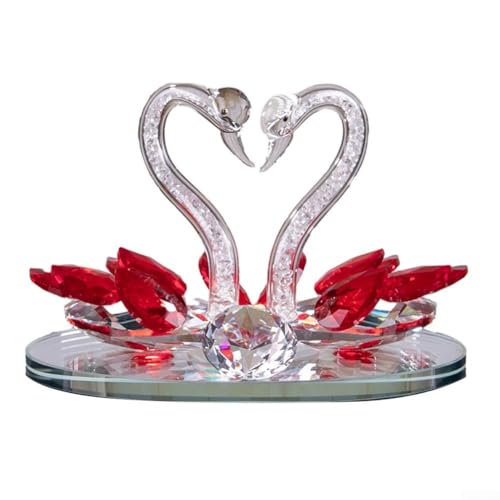 ZAMETTER Kristall-Doppelschwan-Ornamente, dekoratives Hochzeitspaar, Sammlerstück, Heimdekoration, Jubiläen, Valentinstag, Freundin, Geschenk (rot), 289M595K9PM479GQB4R7K20GY0 von ZAMETTER