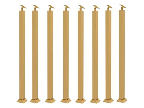 Geländer Treppengeländer Goldene Quadratische Treppengeländerpfosten - 270 Verstellbare Geländerspindeln Aus Metall, Eisen Geländerstäbe Für Treppen, Balkone Und Terrassen Im Freien (Color : 8 Pcs, von ZAQYCM