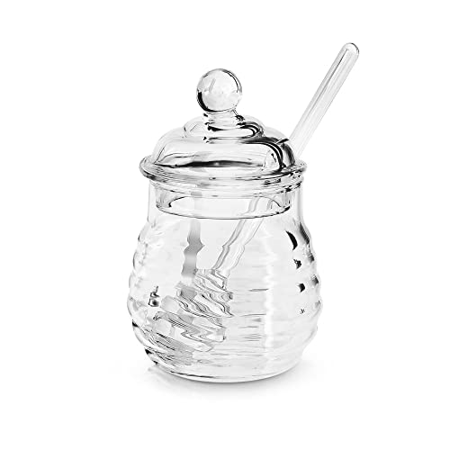 Honigglas mit Honiglöffel Honigtopf aus Glas 220 ml Honigspender Konfitüre Behälter (Winni) von ZARENHOFF