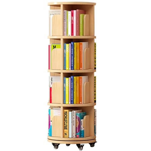 Drehbares Bücherregal Children's Learning Drehbares Bücherregal Home Floor Bookcase Leicht zu bewegen Poliert glatt Geeignet für mehrere Anwendungen (Color : Wood Color, S : 137 * 40cm) von ZCY HOME