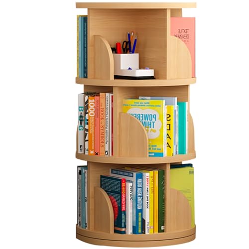 Drehbares Bücherregal Display Stapelbarer Spinning Bookshelf Tower Stabile Struktur Starke Tragfähigkeit Großer Stauraum Geeignet für eine Vielzahl von Standorten (Color : Wood Color, S : 95 * 46cm) von ZCY HOME