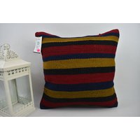 Handgewebter Kelim Kissenbezug/Dekokissen 18x18 Boho Kissen Sofakissen Code 6007 von ZDkilimpillow