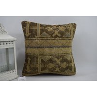 Handgewebtes Kissen/Handgemachtes Couchkissen Rustikales Teppichkissen 16x16 Kissenbezug Code 13375 von ZDkilimpillow