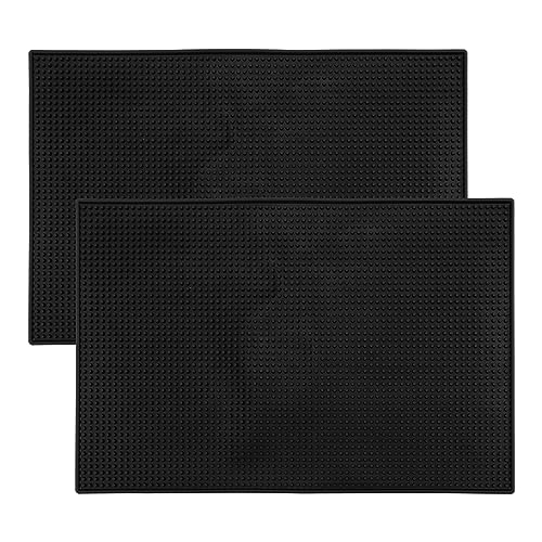 ZEONHEI 2 Stück 45x30cm Barmatte Groß, Silikon Abtropfmatte Reckteckige Gummi, Bar Service Mat Bar Matte rutschfest, Trockenmatte, Überlaufmatte für Cafes, Bar Club, Küche, Schwarz von ZEONHEI