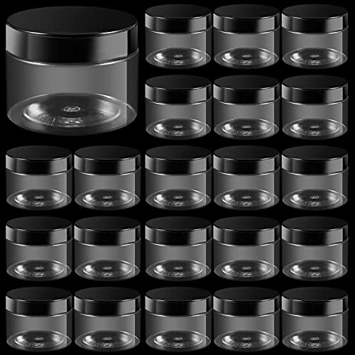 ZEONHEI Kunststoffdosen mit schwarzem Deckel, 120 ml, 46 Stück, kleine, nachfüllbare, transparente Kunststoffbehälter, rund, leer, auslaufsicher, Gewürzgläser für Schleimherstellung, Küche, Reisen, von ZEONHEI