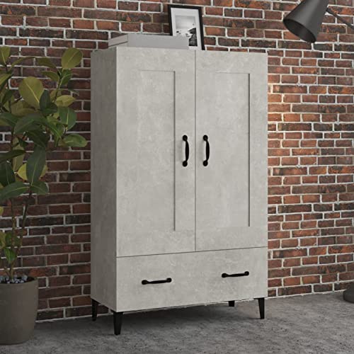 ZEYUAN Highboard, Kommode, Sideboard, Schuhkommode, Komodenschrank, Kleiderkommode, Küchenanrichte, Flurkommode, Esszimmerschrank, Betongrau 70x31x115 cm Holzwerkstoff -at von ZEYUAN