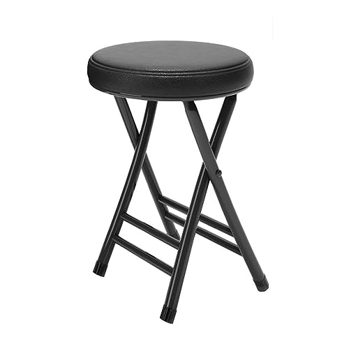 ZFG Einfacher Tisch, kleine Bank, tragbarer Stuhl, haushaltssparender runder Hocker, stapelbar, L30 x B25 x H50 cm (Color : Svart) von ZFG