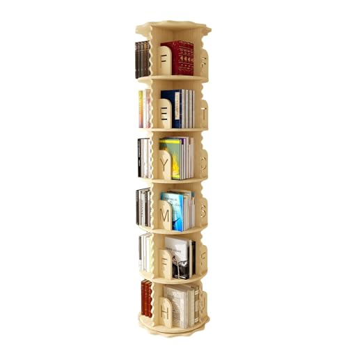 Drehbares Bücherregal Mit 6 Ebenen, Um 360° Drehbares CD-Regal Aus Holz, Bodenstehendes Drehbares Bücherregal, Aufbewahrungsregal, Einfache Montage For Wohnzimmer, Arbeitszimmer, Büro ( Size : 6 tiers von ZFUCMAYL