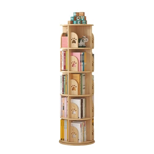 Um 360° Drehbarer Bücherregal-Turm, Bodenstehendes Ausstellungs-Bücherregal, 2-6-stufiges CD-Regal Aus Holz For Kleinen Raum, Einfache Montage For Das Arbeitszimmer Im Schlafzimmer ( Size : 5 tiers ) von ZFUCMAYL