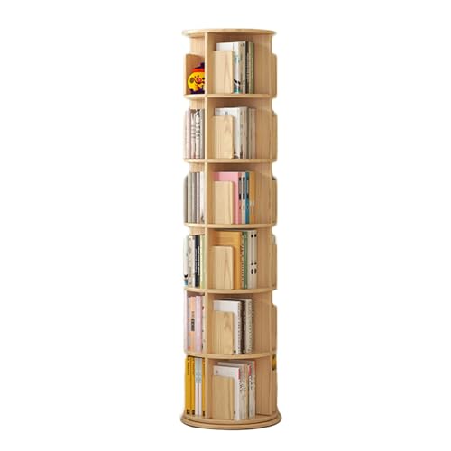 ZFUCMAYL 360° Drehbarer Bücherregal-Turm, 6-stufiges Bücherregal, Bodenstehender CD-Regal Aus Holz for Kleinen Raum, Einfache Montage for Wohnzimmer, Spielzimmer, Büro (Size : 6 Tiers) von ZFUCMAYL