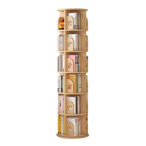 ZFUCMAYL Um 360° Drehbarer Bücherregal-Turm, Bodenstehendes Bücherregal, 6-stufiges Holz-CD-Regal for Kleinen Raum, Einfache Montage for Wohnzimmer, Spielzimmer, Büro (Size : 6 Tiers) von ZFUCMAYL
