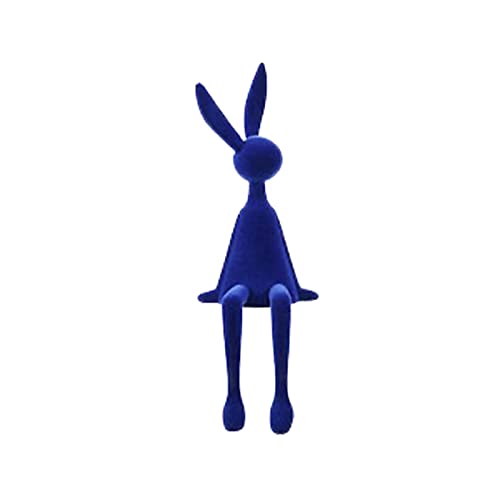 ZHDOKA Blaues Moos-Hasen-Statue, beflockter Hasen-Osterfigur, künstliche Moos-Kaninchen-Skulptur, Gartenhof-Tischdekoration von ZHDOKA