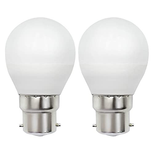 ZHENMING B22 LED Glühbirne G45 Golfballform 5W Ersetzt 40W 50W Leuchtmittel, Dimmbar Kaltweiss 6000K 230V B22D / BC/Bajonettsockel Stroboskopfreie Lampe, 2er Pack [MEHRWEG] von ZHENMING