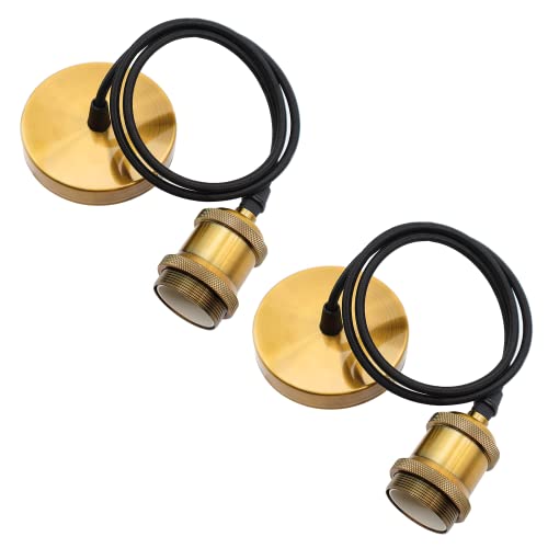 ZHIQIN 2 Stücke Lampenaufhängung Gold E27 Lampenfassen mit Kabel 100CM Schnurpendel Pendelleuchte Kabel Lampenhalterung ideal für Deckenlampe Wohnzimmer(C) von ZHIQIN