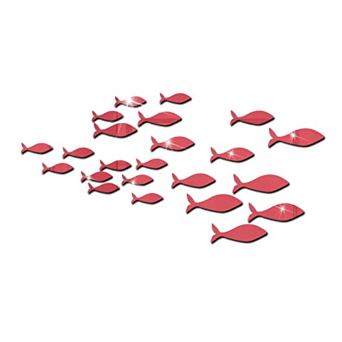 Spiegelfliesen Selbstklebend Rote Tierfische Spiegelfliesen Acrylic Klebespiegel DIY Dekorieren Spiegel Selbstklebend Wandtattoo Wohnzimmer Schlafzimmer Badezimmer 59x59cm von ZHOUHONG