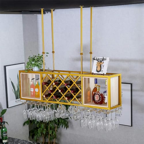 ZHOUT Weinregal zur Wandmontage – höhenverstellbare Weinregale, an der Decke montierter hängender Weinflaschenhalter, Weinglasregal aus Metall und Eisen für Stielgläser von ZHOUT