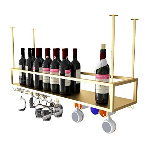 ZHOUT Weinregale Decken-Weinhalter, hängender Weinaufbewahrungshalter mit Glasregal für Stielgläser, Deckenmontage-Weinregal für die Küchenbar unter dem Schrank/100 * 25 * 21 cm von ZHOUT
