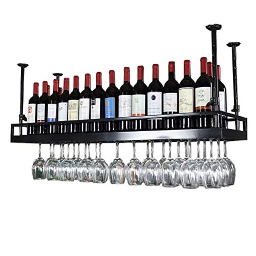 ZHSYXLB Weinflaschenregal zum Aufhängen an der Decke, Weinglas-Kelchregal, umgedrehter Weinglashalter, Dekorationsregal für Bars, Restaurants, Küchen (Color : Nero, Size : 100×35cm) von ZHSYXLB