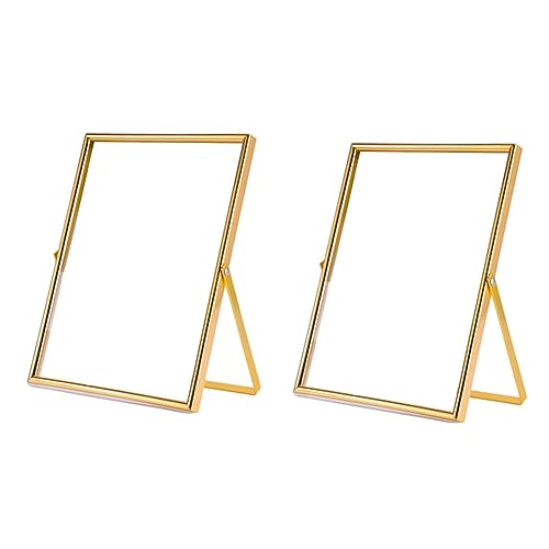 ZHWBAO Goldener Schwebender Bilderrahmen, 2Er-Set, Geschenk-Fotorahmen Aus Metall und Glas, für die Vertikale PräSentation auf Dem Tisch von ZHWBAO