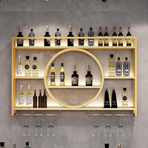 ZJFJMBD Weinflaschenregal aus Eisen mit Glashalter – Wandmontierte Weinregale, multifunktionales Präsentationsregal für die Dekoration von Heim-Restaurants von ZJFJMBD