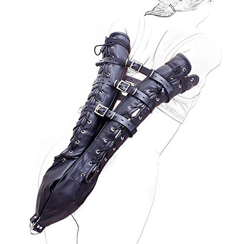 Arm Bondage Leder Armbinder Monohandschuh Damen Herren Weich Tight Zwangsjacke Harness Handfesseln Mit Verstellbarem Gurt Bondage Spiel Rollenspiele Erotik Fetisch Bett ZubehöR von ZJIEX