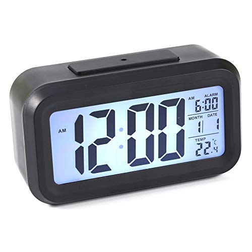 Digitaler Wecker, Schlafende Uhr LED Digital Alarm, Wecker aktiviert Sensor Licht Registra Zeit Datum Temperatur Schwarz von ZJchao