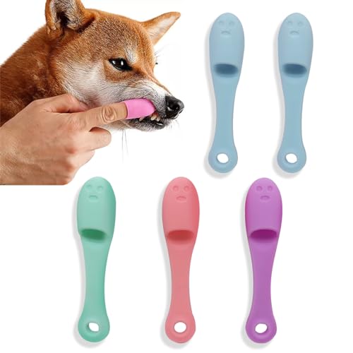 ZKSXOA Hundezahnbürste - Zahnbürste Hund - Hundezahnbürste Fingerling - Hundezahnbürste für Kleine Hunde - Hunde Zahnpflege Zahnstein Hund - bei Mundgeruch Hund -Zahnreinigung Hund(5 Stück) von ZKSXOA