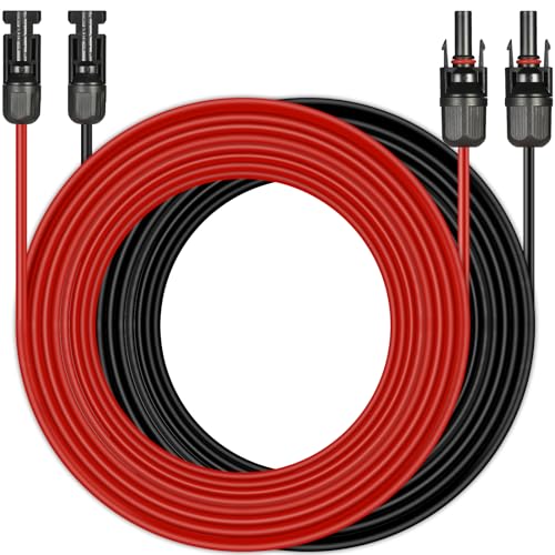 ZLPBAO Solar Cable Extension Cable 2M/5M, Solar Cable 6 mm², Solar Cable Extension, Photovoltaic Extension Cable, IP67 Waterproof Plug 10AWG (Red/Black) (6mm² 5M) von ZLPBAO