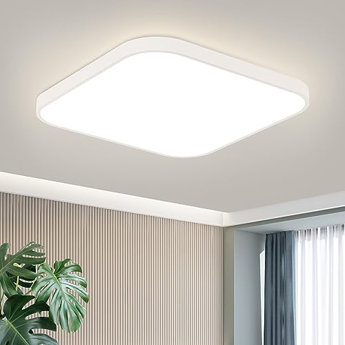 ZMH Deckenlampe LED Deckenleuchte Schlafzimmer - Schlafzimmerlampe Flach 27cm Küchenlampe Eckig Badlampe IP44 Badezimmer Deckenbeleuchtung Flurlampe 4000K Badezimmerlampe 19W für Küche Flur Bad von ZMH