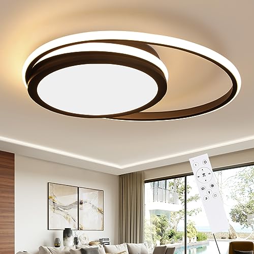 ZMH Deckenlampe LED Deckenleuchte Wohnzimmer - Schwarz Dimmbar Wohnzimmerlampe Modern Rund küchenlampe 56W Deckenbeleuchtung mit Sternnenhimmel Design für Schlafzimmer Arbeitszimmer Hotel Büro Küche von ZMH