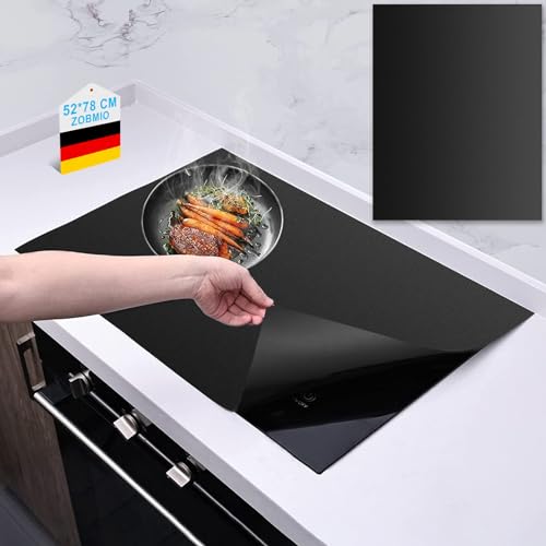 ZOBMIO 52x78cm Induktionsschutzmatte, Herdabdeckung Induktionsfeld Kann Werden, Abdeckung Induktionskochfeld Silikon Multifunctional, Herdabdeckung Ceranfeld für Induktionsherd Scratch (Schwarz) von ZOBMIO